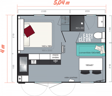 MOBILE-HOME DUO-CONFORT 2/4 pers. 18m² + terrasse - Modèle 2019