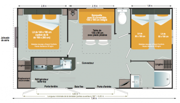 MOBILE-HOME GRAND-CONFORT 4/6 pers.  28m² + terrasse - Modèle 2013