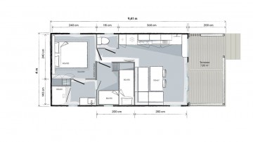  MOBILE-HOME PREMIUM 4/6 pers. 30m² + terrasse 7m² - Modèle 2012  COTTAGE MER 4/6 pers.  27,6m² + terrasse - Modèle 2019 - vue mer